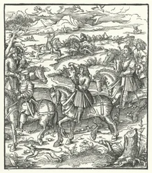 Aartshertog Maximiliaan van Oostenrijk op Reigerjacht