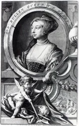 Anne Boleyn, gegraveerd door Jacobus Houbraken