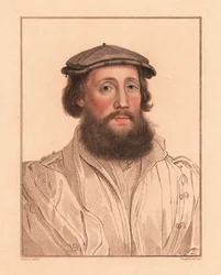 Portret van een onbekende man, hof van koning Hendrik VIII, ca. 1532, 1812 (gravure)