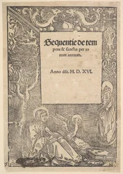 Sint Jan de Evangelist op Patmos, titelpagina uit Hymni de tempore et de sanctis, 1516