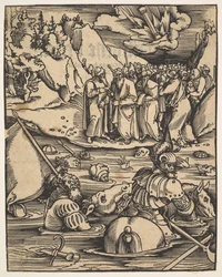 De Egyptenaren steken de Rode Zee over, uit Das Buch Granatapfel, 1511