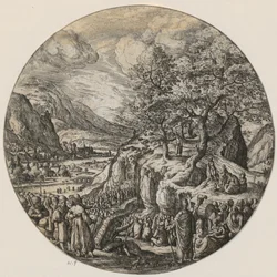 Johannes de Doper predikt in de woestijn