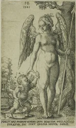 Cupido brengt een honingraat naar Venus