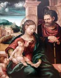 Duits: Die Heilige Familie mit dem kleinen Johannes De Heilige Familie met Johannes de Doper als kind