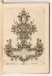 Plaat 1, Titelpagina uit een reeks van tien, getiteld Monilium Bullarum Inauriumque Artificiocissimae Icones, Ioannis Collaert Opus Postremum (Ontwerpen voor halskettingen, hangers en oorbellen van de hoogste vaardigheid, het laatste werk van Joannis Colla