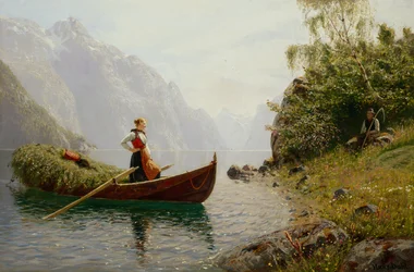 Vrouw en man in een fjordlandschap
