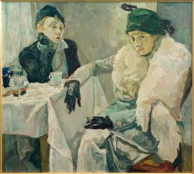 Twee dames in een café