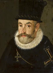 Pools: Portret van aartshertog Maximiliaan III van Habsburg (1558-1618) in de kleding van Grootmeester van de Duitse Orde (Pools) Portret van aartshertog Maximiliaan III van Oostenrijk (1558-1618).
