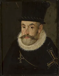 Pools: Portret van aartshertog Maximiliaan III van Habsburg (1558-1618) in de kleding van Grootmeester van de Duitse Orde (Pools) Portret van aartshertog Maximiliaan III van Oostenrijk (1558-1618).