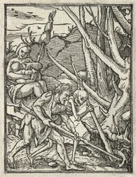 De dans van de dood: Verdrijving uit het paradijs; Adam bewerkt de grond