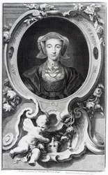 Anna van Kleef, gegraveerd door Jacobus Houbraken, 1740