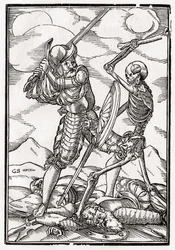 De dood komt naar de soldaat, gegraveerd door Georg Scharffenberg, uit 