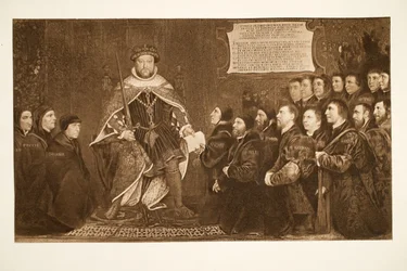 Hendrik VIII verleent een charter aan de Barber-Surgeons