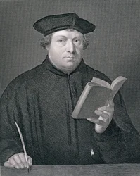 Martin Luther (1483-1546), gegraveerd door W. Holl, uit 