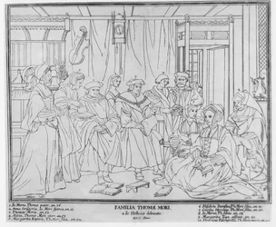 De familie van Thomas More (1478-1535), kanselier van Engeland, gegraveerd door Christian de Mechel (1737-1817) 1787