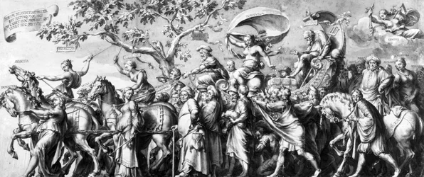 De triomf van rijkdom, getekend door Jan de Bisschop, c.1650