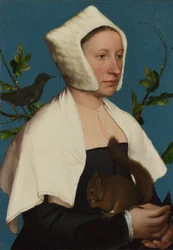 Een dame met een eekhoorn en een spreeuw (Anne Lovell) 