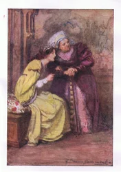Kom hier verpleegster. Wie is die heer daar? (Romeo en Julia), uit De Volledige Werken van Shakespeare gepubliceerd door George Harrap & Co Ltd, 1920s
