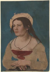 Hans Holbein de Jonge (circa) - Portret van een jonge vrouw met een rood lijfje, inv. 1823.143
