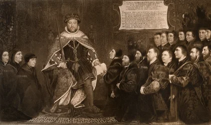 Hendrik VIII verleent een charter aan de Barbiers- en Chirurgengilden