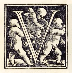Verlichte "V" uit de derde editie van 