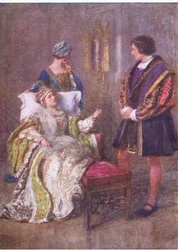 Mensen slechte manieren leven in koper: hun deugden schrijven we in water (Koning Hendrik VIII), uit De Volledige Werken van Shakespeare gepubliceerd door George Harrap & Co Ltd, 1920s