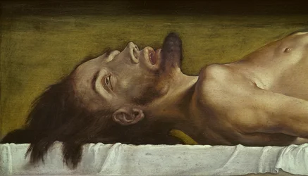Het lichaam van de dode Christus, detail van het hoofd, 1521