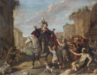 Sint Maarten die zijn mantel verdeelt