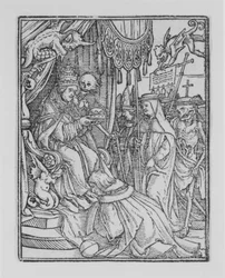 De Paus, uit De Dans van de Dood, ca. 1526, gepubliceerd 1538