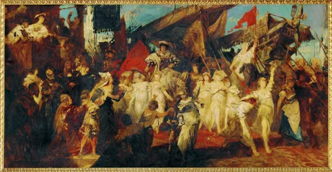 Intocht van keizer Karel V in Antwerpen ... (schilderij op doek)