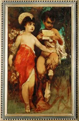 Faun en nimf ... (schilderij op doek)