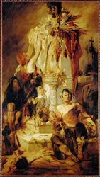 Offerscène ... (schilderij op doek)