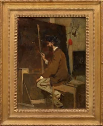 Zelfportret van Hans Makart voor een ezel