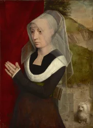 Portret van een biddende vrouw