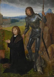 Paneel van een diptiek: Sint-Joris met schenker (buitenzijde afgescheiden; zie inv. nr. 1401)