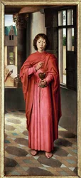 Drieluik van John Donne: rechterluik, Saint John Evangelist, naamheilige van Sir John Donne (olieverf op eik)