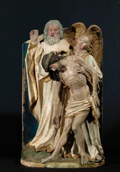De Heilige Drie-eenheid (polychroom kalksteen)