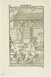 Pagina CCCL uit Vom Bergwerck XII Bücher van Agricola, plaat 43 uit Woodcuts from Books of the XVI Century.