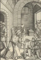 Christus zuivert de tempel, uit Speculum passionis domini nostri Ihesu Christi, 1507