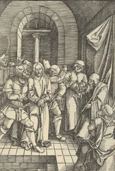 Christus voor Annas, uit Speculum passionis domini nostri Ihesu Christi, 1507