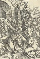 Het dragen van het kruis, uit Speculum passionis domini nostri Ihesu Christi