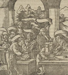 Het maken van harnassen, uit Hymmelwagen auff dem, wer wol leeft