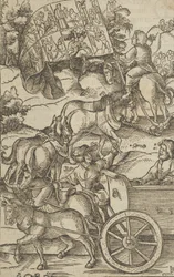 De Deugdzame Man op een Wagen op Weg naar de Hemel, uit Hymmelwagen auff dem, wer wol leb...
