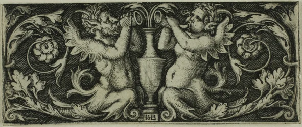 Ornament met twee tritons, uit Vier Vignetten