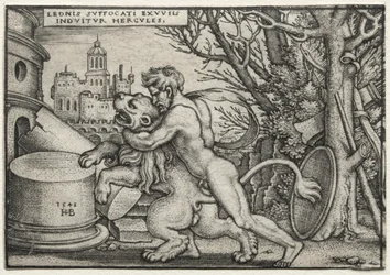 De werken van Hercules: Hercules wurgt de Nemeïsche leeuw