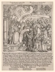 De Keizer Maximiliaan Gepresenteerd door Zijn Beschermheiligen aan de Almachtige