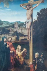 Christus gekruisigd met Maria, Sint Johannes, Sint Maria Magdalena en beschermheren
