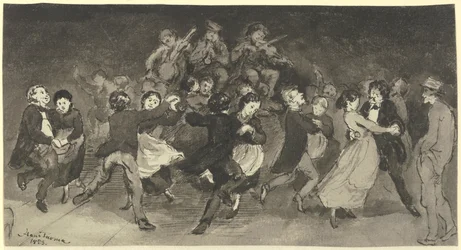 Dansende paren in een herberg