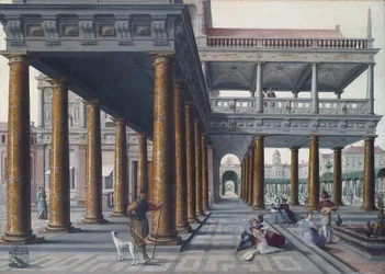 Architectonische eigenaardigheid met figuren