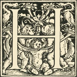 H - Een alfabet door Hans Weiditz, ca. 1520-1521, 1908